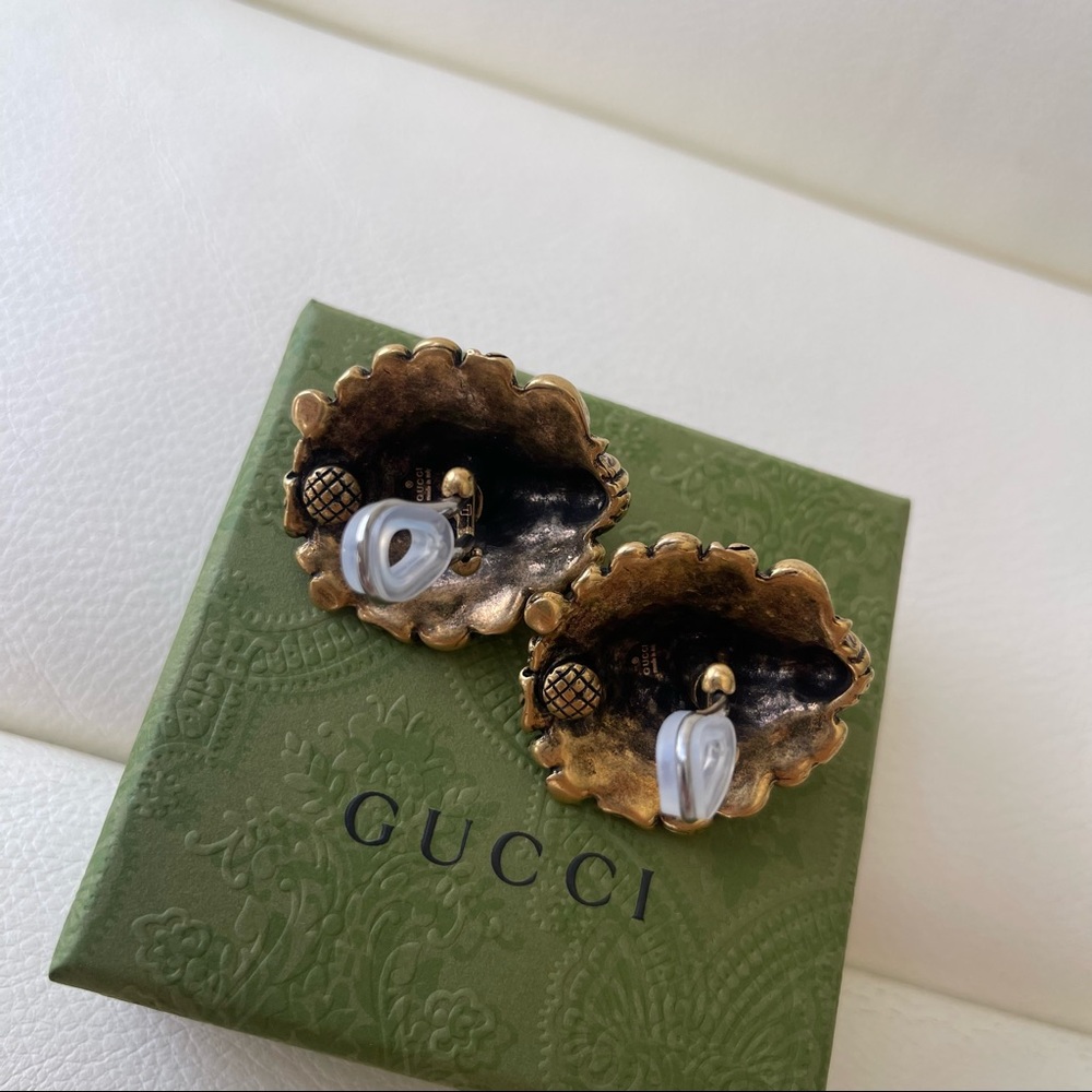 NEW GUCCI Lion CLIP ON EARRINGS CRYSTALLS - Picture 4 of 6
